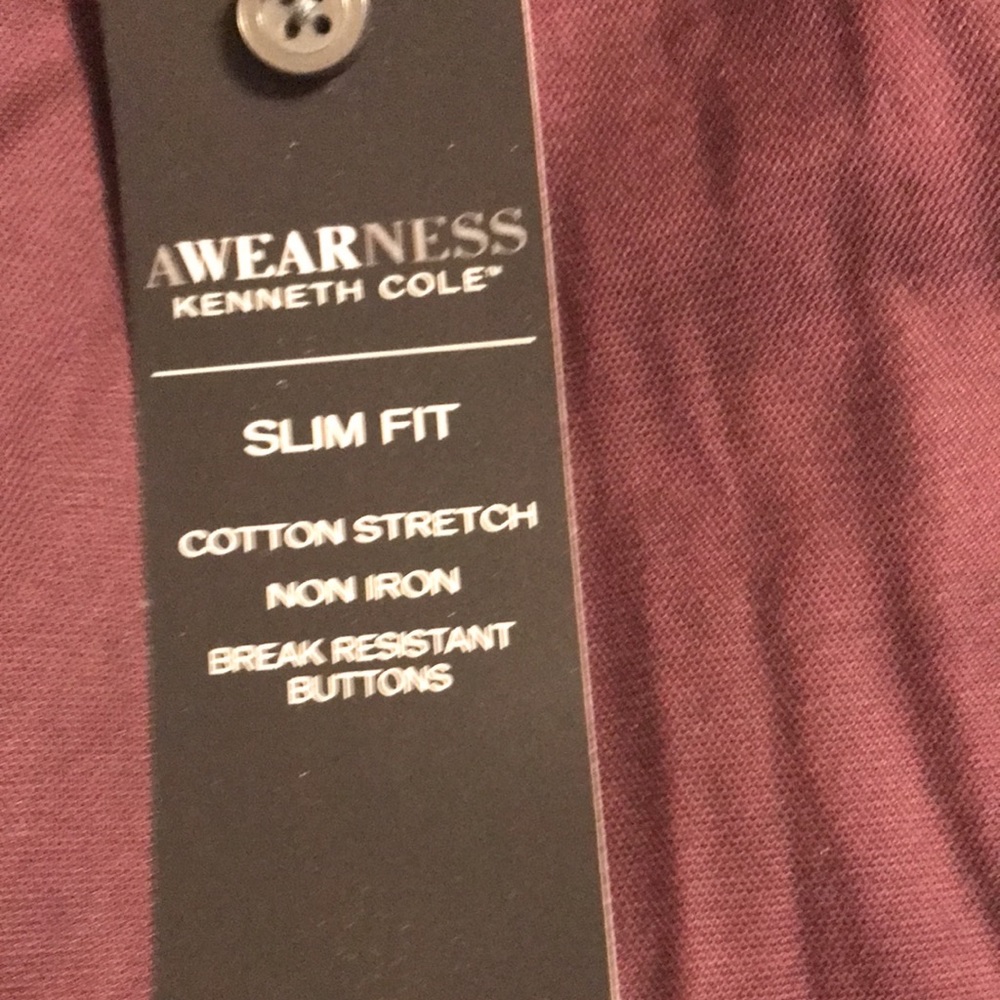 (118)NWT Kenneth Cole plum Mens dress Shirt size 14 1/2 32/33 Beautiful color - Picture 6 of 8